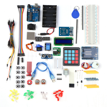 Electronic Project Beginner Learning Kit with Sensors Stepper Motor Breadboard Jumper Wire LED Electronics Component Replacement