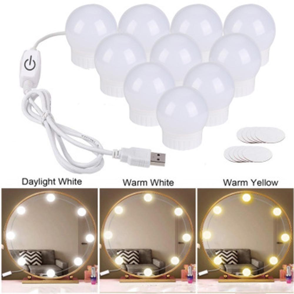 Dimmable 5V LED Vanity Light for Bathroom USB Diammable Makeup Light Mirror Wall Light Blub for Dressing Table2 6 10 14 Bulbs