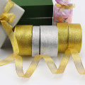 gold/silver organza embroidery glitter onion ribbon wedding cake gift decoration ribbons needlework Craft 6/15/20/25/30/40/50mm