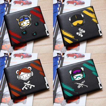 New Style Rainbow Six Siege Printing Short Wallet Cartoon Money Bag Pu Leather Card for Teens Students Money Holder