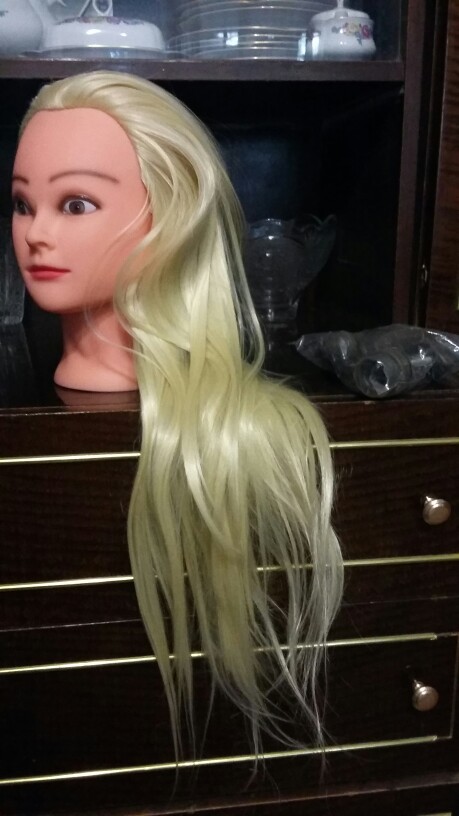 CAMMITEVER Long Hair Blonde Training Hairdressing Wigs Makeup Mannequin Hair Model + Clamp