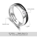 Personalized Gift Stainless Steel Couple Rings with Zirconia Customized Engraving Name Engagement Promise Rings for Women Men