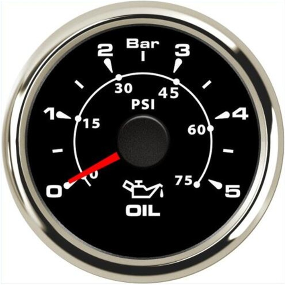 New Type Lcd Oil Pressure Gauges Modification 52mm 0-5Bar Waterproof Oil Pressure Meters 0-75Psi 10-184ohm for Auto Truck Boat