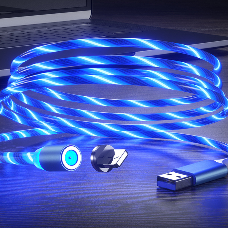 One-to-three-streamer magnetic data cable is suitable for Apple Android type-C luminous mobile phone fast charging cable