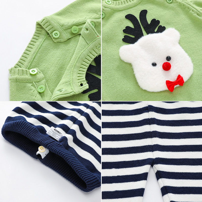 2020 New Autumn Winter Boutique Baby Clothing Sets Lovely Cartoon Pullover Sweater+Striped Pants Infant Boys Girls Sweater Suit