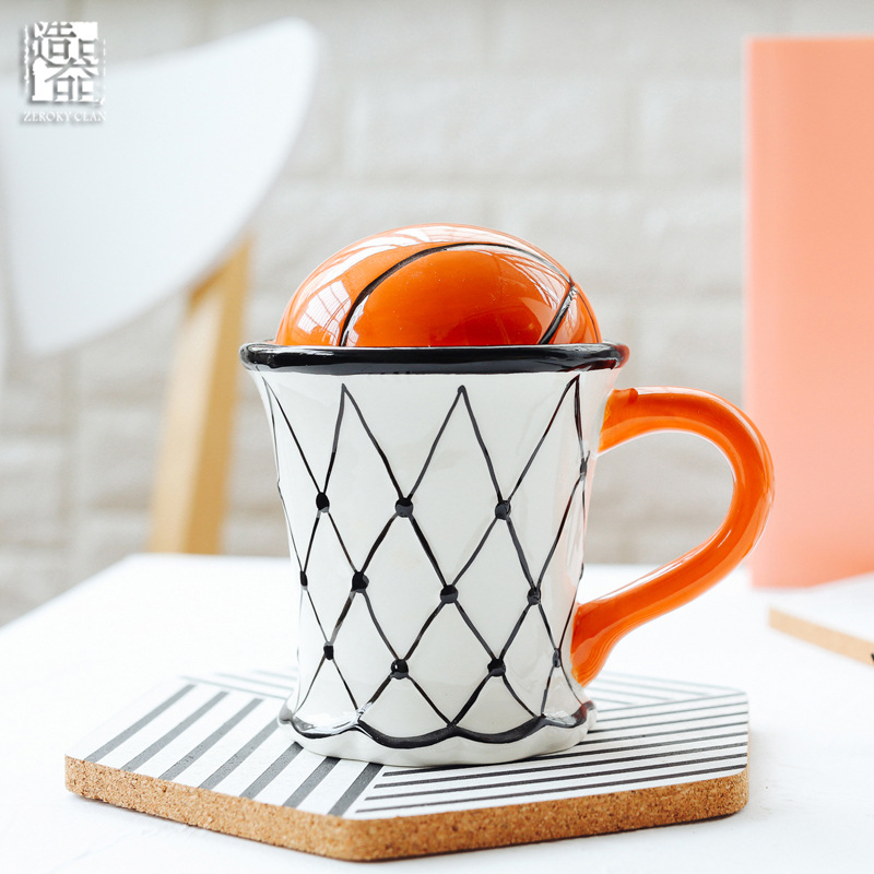 Creative Football Shape Coffee Mug With Handle Ceramic Cup Office Household Milk Tea Mugs For Child Birthday Gifts
