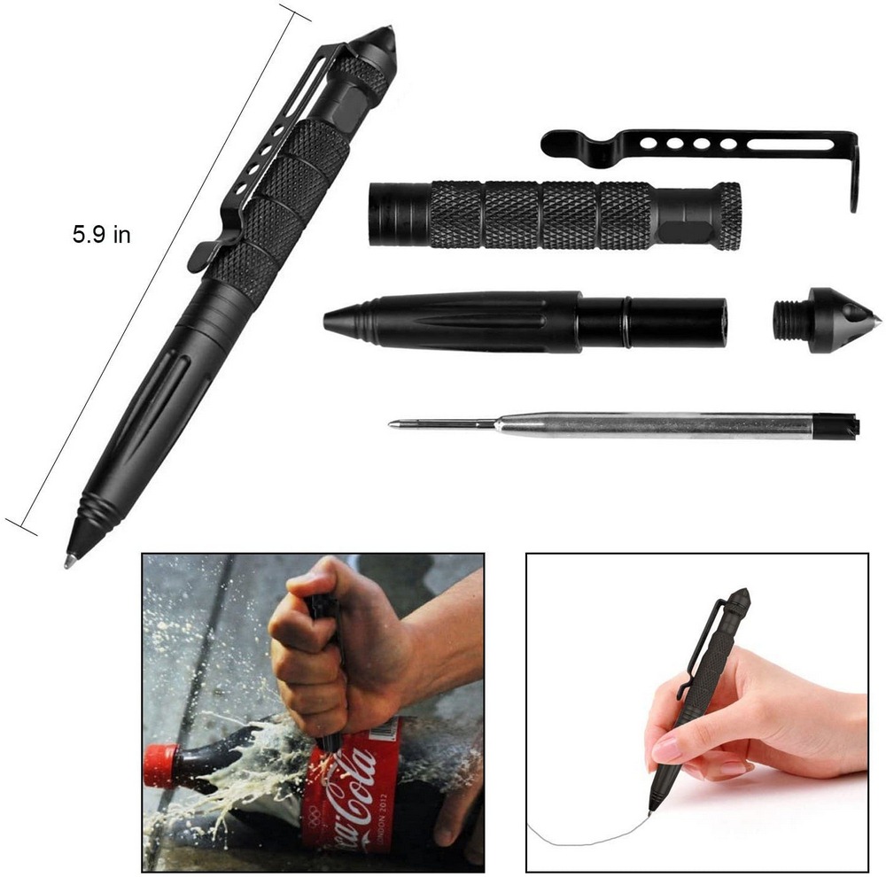 Military Tactical Pen Multifunction Self Defense Aluminum Alloy Emergency Glass Breaker Pen Outdoor EDC Security Survival Tool