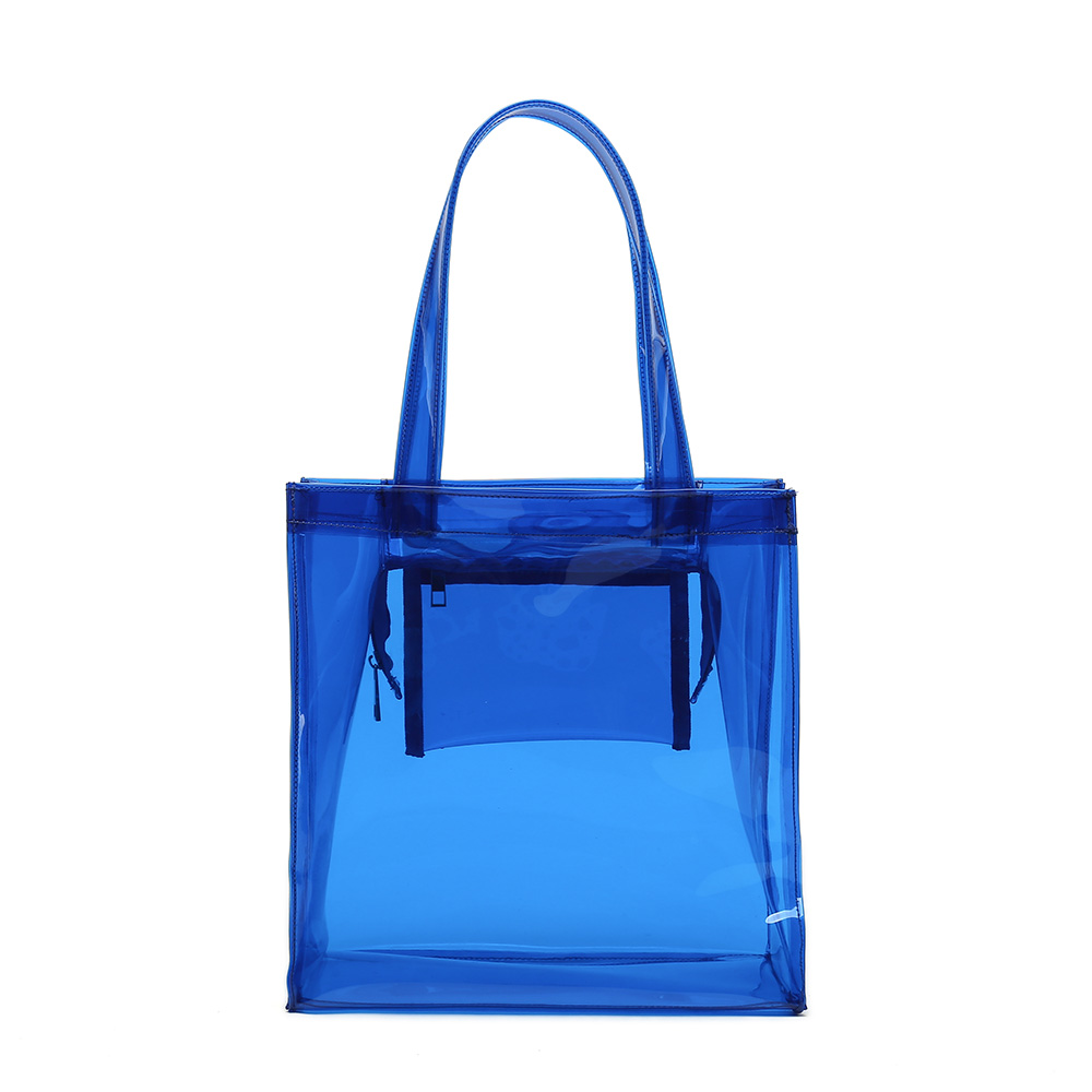 Clear Color PVC Beach bag with zipper closing Transparent Tote bag Available for custom Promotional bags