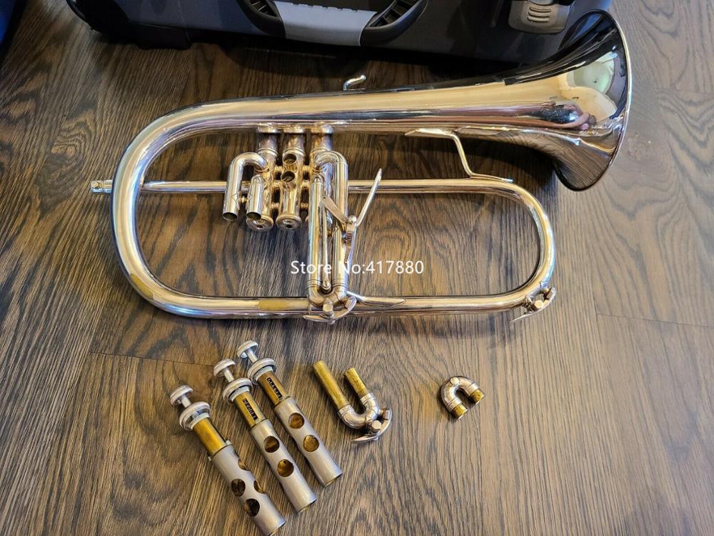 High Quality Bach Flugelhorn Bb Trumpet 183 Silver Popular Musical instrument With Case Free Shipping