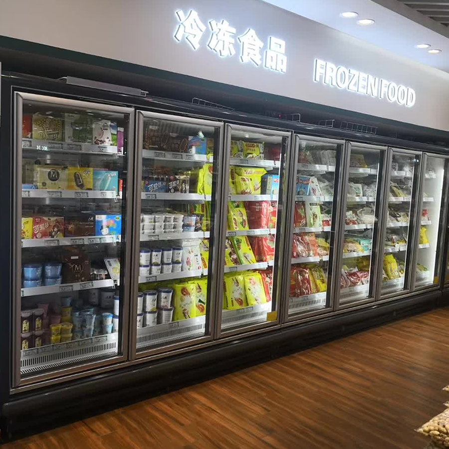 Supermarket equipment refrigerator with the door for Frozen food Vertical freezer Air-cooled frost-free refrigerator