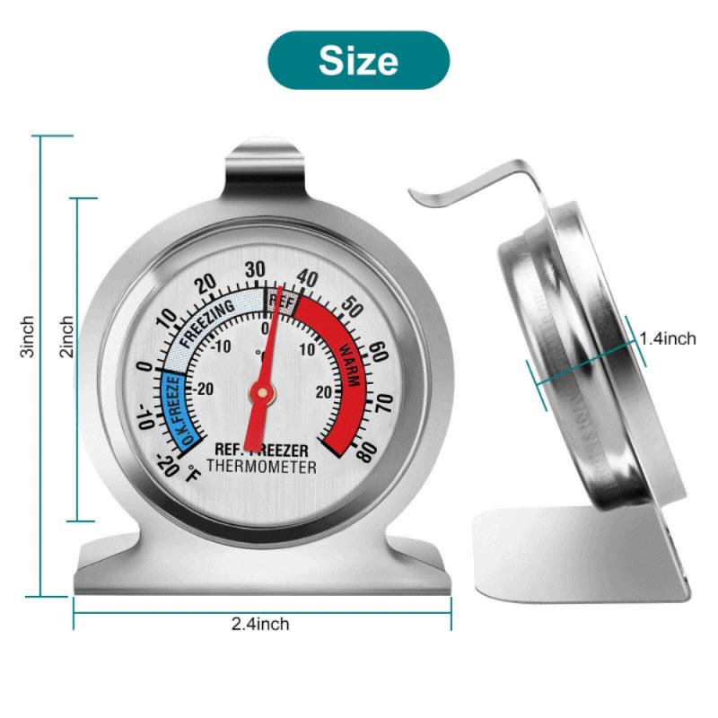 Refrigerator Freezer Thermometer Refrigerator Stainless Steel Durable Dial Fridge Oven Kitchen Baking Supplies Measuring Tools