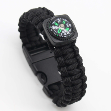 MKENDN Outdoor style Camping Parachute cord compass Survival Anchor Bracelet With Whistle Men Women with Black Sport Buckle