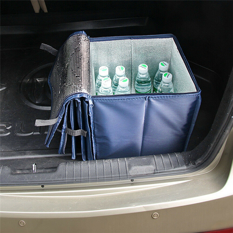 Folding Car Trunk Storage Bag Oxford Cloth Car Trunk Tidy Bag Organizer Storage Box With Cooler Bag Sundries Pouch