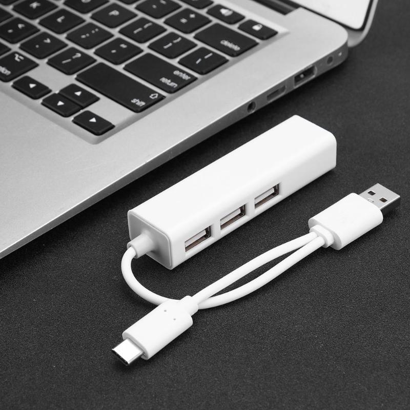 VODOOL Multifunction USB Hub USB 3.1 Type C to Gigabit Ethernet Network with USB 2.0 Hub Adapter Cable Computer Peripherals