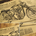 Nautical Engine Airplane Motorcycle Rocket Racing Design Retro Kraft Paper Poster Sketch Home Vintage Decor Painting Wall Stick