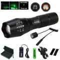 Tactical 5000 Lumens Q5 LED Light Adjustable Focus Flashlight Green/Red Torch +Gun Mount+18650 Battery+Remote Pressure Switch