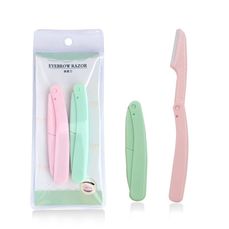 2pcs Eyebrow Trimmer Face Razor Eyebrow Portable Blades Shaver Knife Hair Remover Set Makeup Eyebrow Profiler Tools