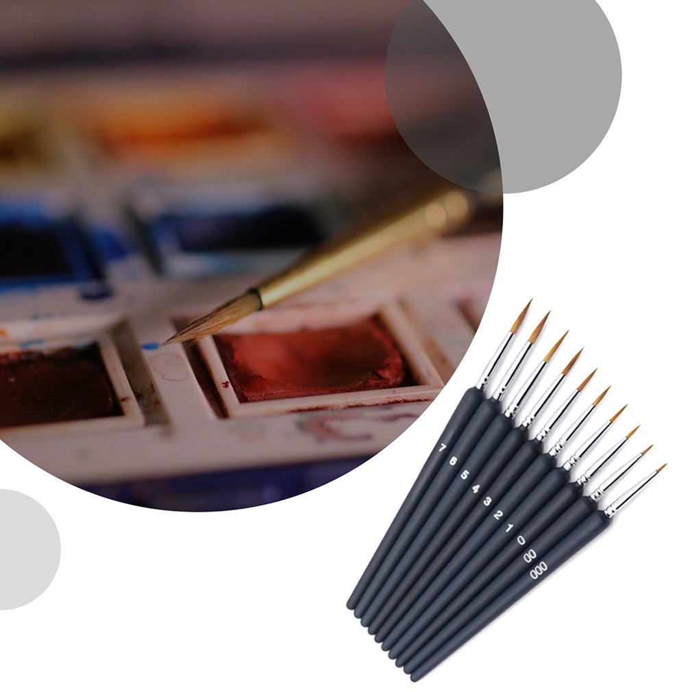 9pcs/Set Paint Brushes Artist Weasel Hair Brush Pen For Gouache Watercolor Paint Oil Painting For Beginners & Artists
