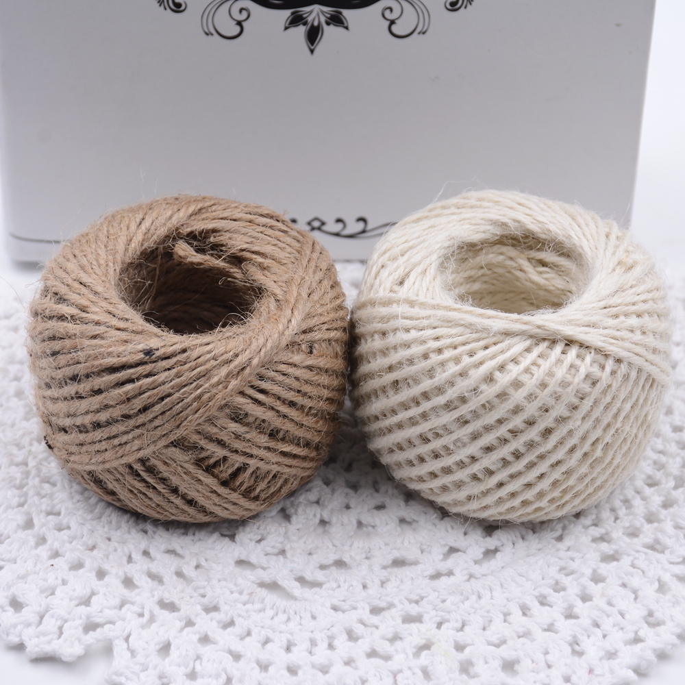 Natural Jute Twine 50Meters 2mm Hessian Burlap String Hemp Rope for Wedding Home Decoration Cord Bag Shoes Gift Package Supplies