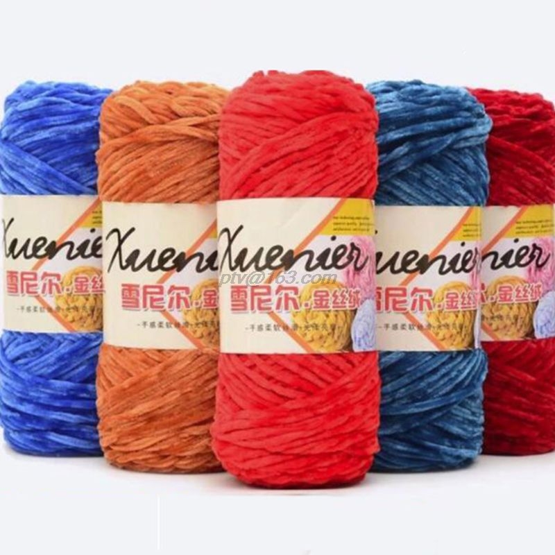 100g Chenille Velvet Yarn Soft Wram Solid Color Hand-Knitted Thick Crochet Thread for DIY Craft Scarf Sweater Blanket