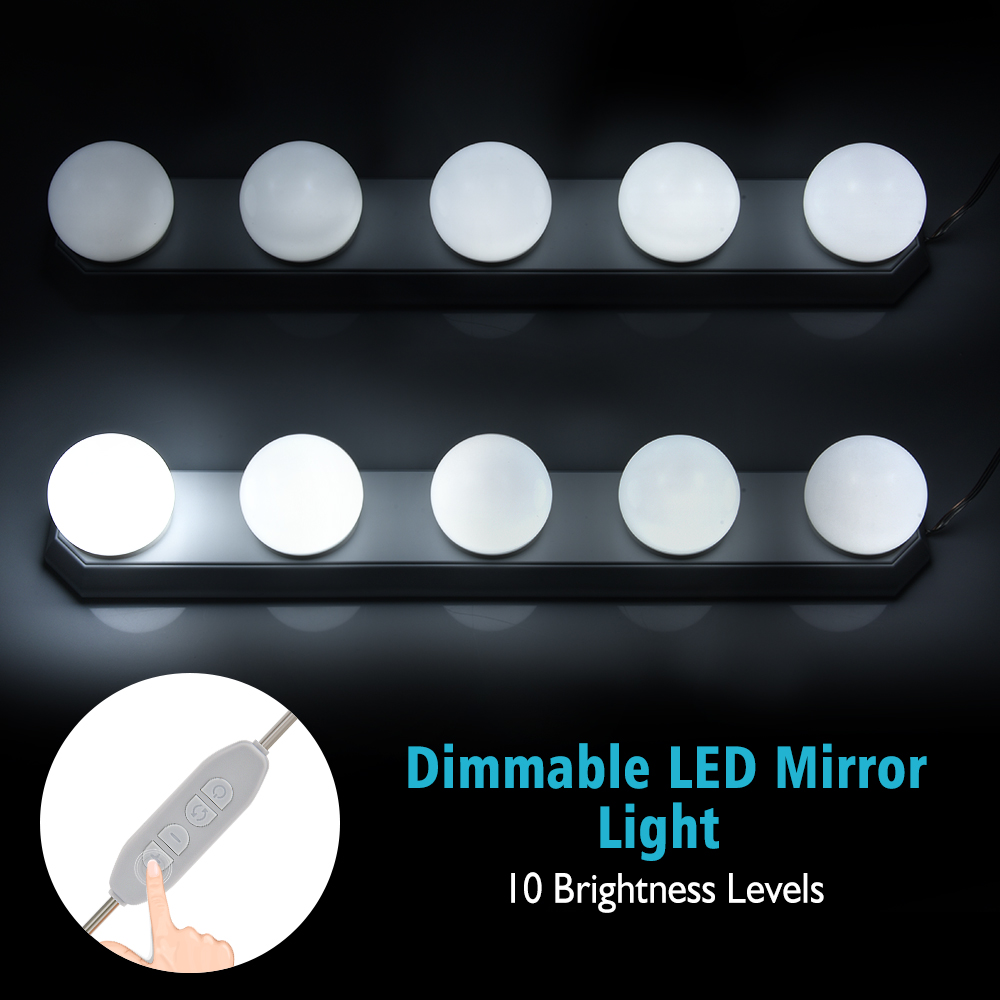 5/10 LED Bulbs Makeup Mirror Light White Hollywood Vanity Lights Wall Lamp Bedroom Home Decor for Dressing Table