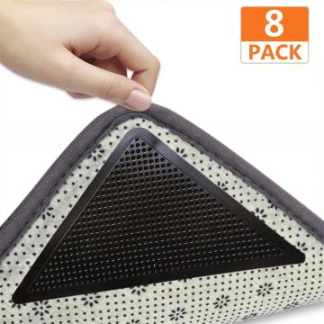 8Pcs Triangle Rug Grippers for Hardwood Floors Tile Floors Anti Skid Gripper Anti Curling Non-Slip Washable Reusable Pads