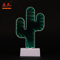22CM Battery Power Cactus Shaped Decorative Led Infinity 3D Mirror Tunnel Lamp