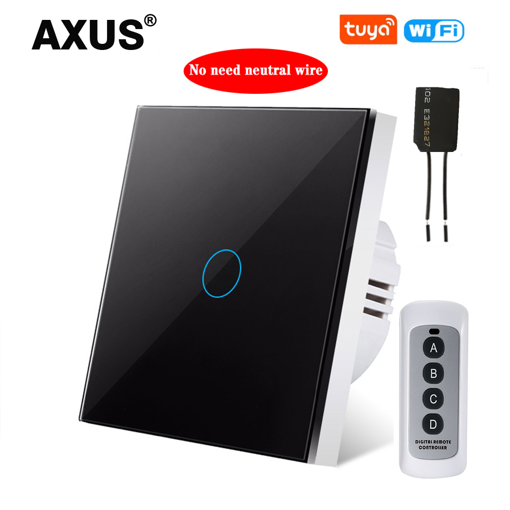 AXUS EU Standard Tuya Smart Life 1 Gang 1 Way WiFi Wall Light Touch Switch for Google Home Alexa Voice Control No need neutral