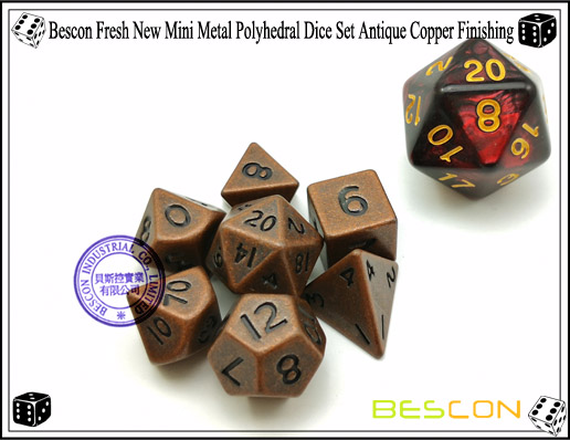 Bescon Fresh New Mini Metal Polyhedral Dice Set Antique Copper Finishing-3