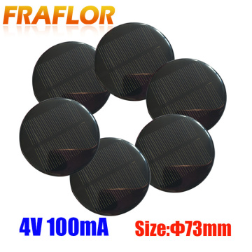 Monocrystalline Solar Cell PET Round Solar Panel 4V Battery Charger Light Diameter 73MM 0.4W DIY for Phone Light Toys Charger