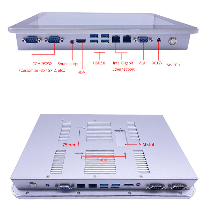 11.6" capacitive touch panel pc with intel 3865U processor 4Gb ram 64Gb rom All In One computer