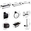 Bathroom Accessories Set Stainless Steel Black Bath Hardware Sets Towel Rack,Paper holder Toilet Brush Holder Towel Rack Hooks