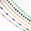 1Meter Handmade Gold Color Stainless Steel Wire Wrapped Rosary Chain Beads for Jewelry Making DIY Bracelets Necklaces Ankles
