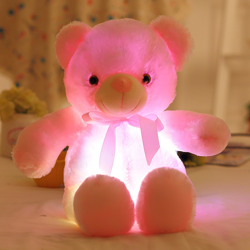Luminous 30/50/80cm Creative Light Up LED Teddy Bear Stuffed Animal Plush Toy Colorful Glowing Teddy Bear Christmas Gift for Kid