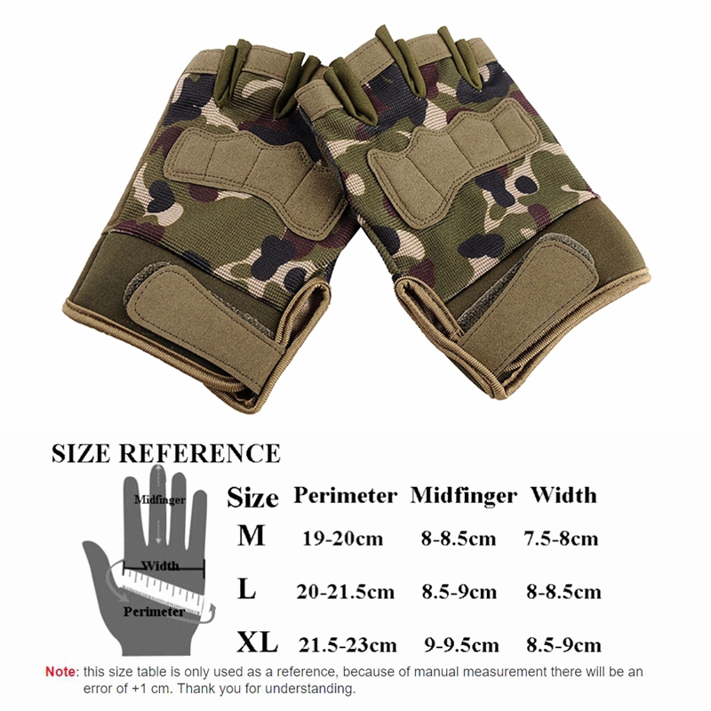 Outdoor Tactical Gloves Military Army Camouflage Anti-Slip Hunting Shooting Hiking Riding Climbing Cycling Half Finger Glove