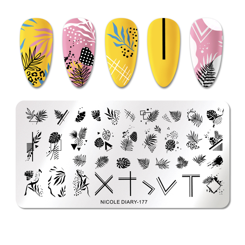 NICOLE DIARY Abstract Face Design Stamp Plates Woman Leaf Flower Nail Art Stamping Template Printing Stencil Image Tool