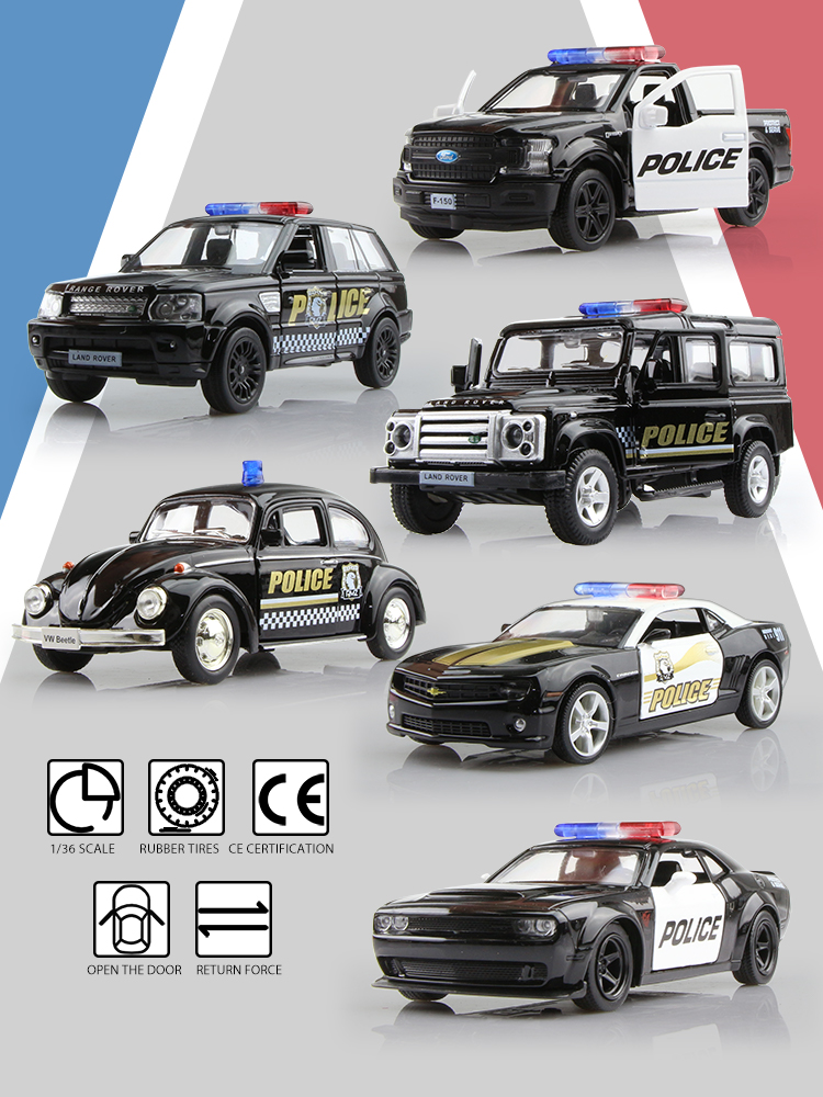 Children's Toys Gifts For Boyfriend Police Car Series RMZ city Diecasts Toy Vehicles Simulation Exquisite Model 1:36 Alloy Cars