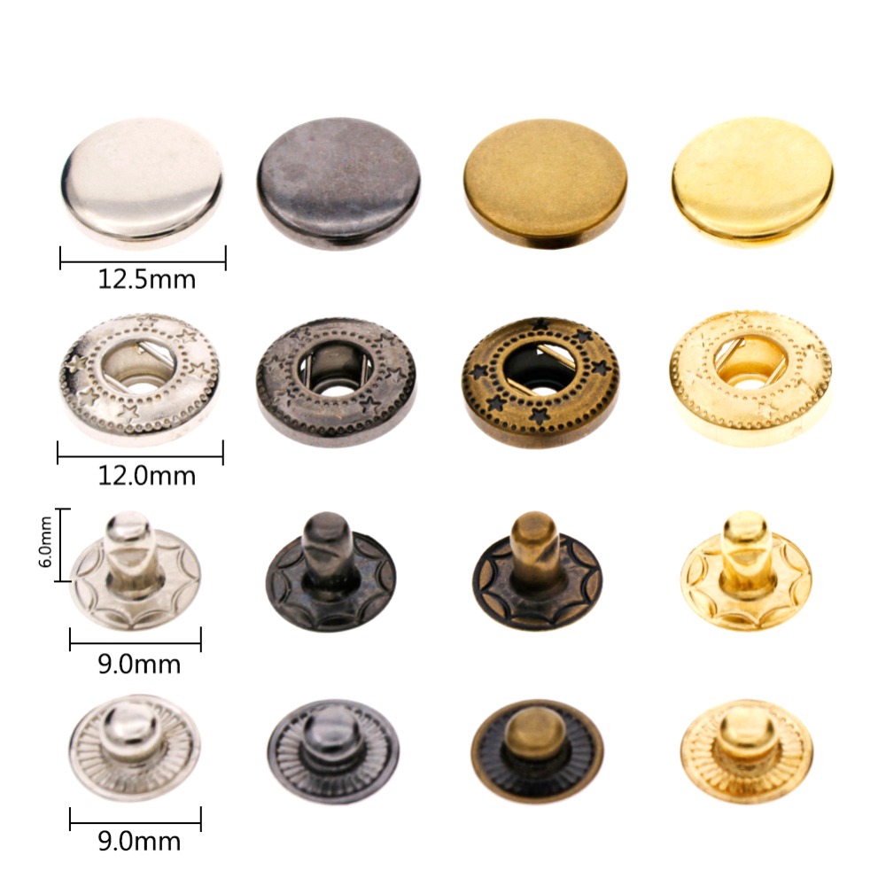 80 Sets/Pack Leather Craft Snap Fasteners Snaps Button Press Studs Rivets for clothing craft with 633# Fixing Tools