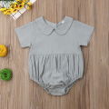 2019 Baby Summer Clothing Cute Infant Baby Girls Boys Solid Bodysuits Peter Pan Collar Jumpsuits Outfits Clothes Casual Playsuit