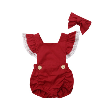 Christmas 2Pcs Newborn Baby Girls Sleeveless Bodysuit Jumpsuit Headband Outfits Set Size 0-24M