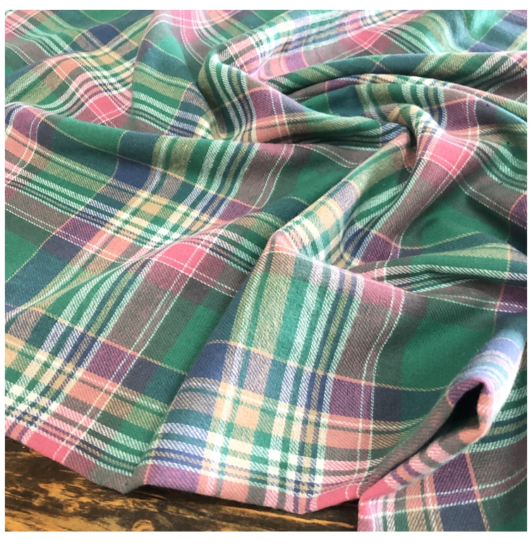 Scotland Plaid Fabric Red, Yellow And Blue Plaid Peach Cotton Fabric Shirt Skirt Handmade DIY Fabric/1M