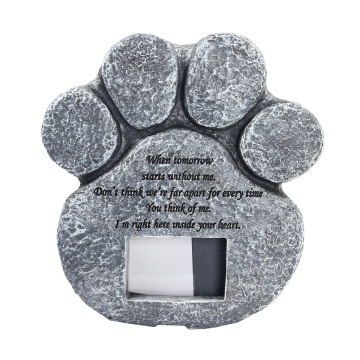 Pet Memorial Stone Paw Print Photo Frame Grave Pet Monument Tombstone For Dogs Cats Animal Funeral Tombstone