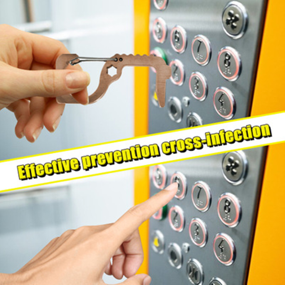 1Pcs Hygiene Hand Antimicrobial Brass EDC Door Opener & Stylus Portable Press Elevator Tool Door Handle Key Door Handles