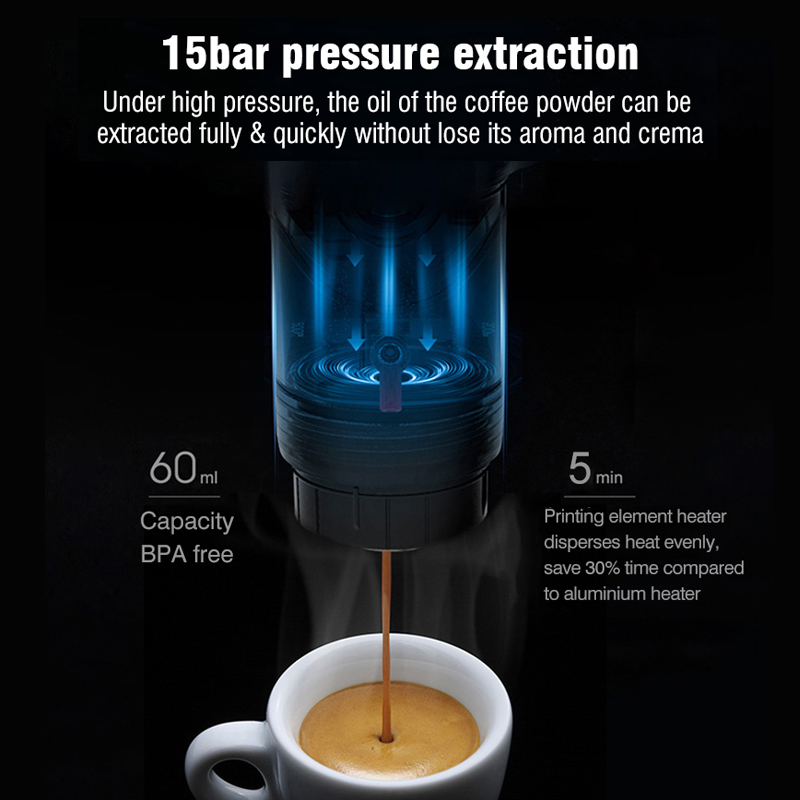 HiBREW Portable Coffee Machine for Car DC12V Expresso Maker Nespresso Dolcegusto Capsule espresso machine Coffee Powder H4