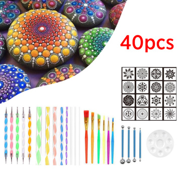40Pcs Portable Mandala Dotting Tools Set For Painting Rocks Dot Kit Rock Stone Painting Pen Polka Dot Art Tool Template Cosmetic
