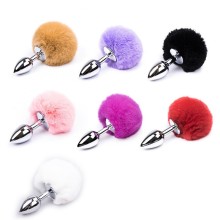 Anal Toy Butt Plug with Crystal Jewelry Smooth Touch Stainless Steel Bunny Tail Anal Plug Anal Sex Toys for Woman Men Gay