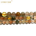 Fine AAA Natural Colorful Golden Blue Red Rutilated Quartz Round Stone Beads For Jewelry Making DIY Bracelet Necklace 6/8/10 mm
