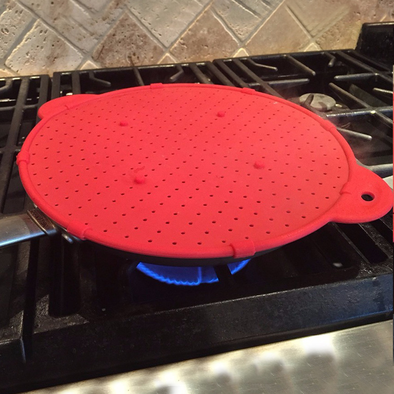 3 in 1 Multifunction Cookware Silicone Pad Splatter Guard Screen Pan Skillet Cover lid Spill Stopper Pot Screen Strainer