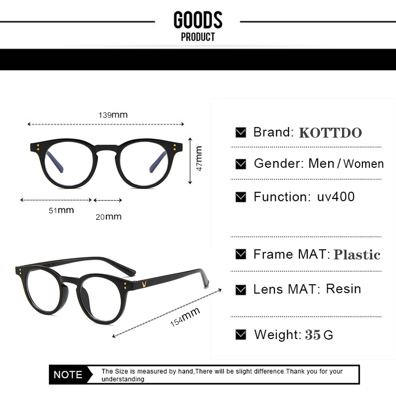 KOTTDO Vintage Fashion Plastic Round Glasses Frame Clear Classic Rivets Men Accessories Eyeglasses Spectacle Gaming Glasses