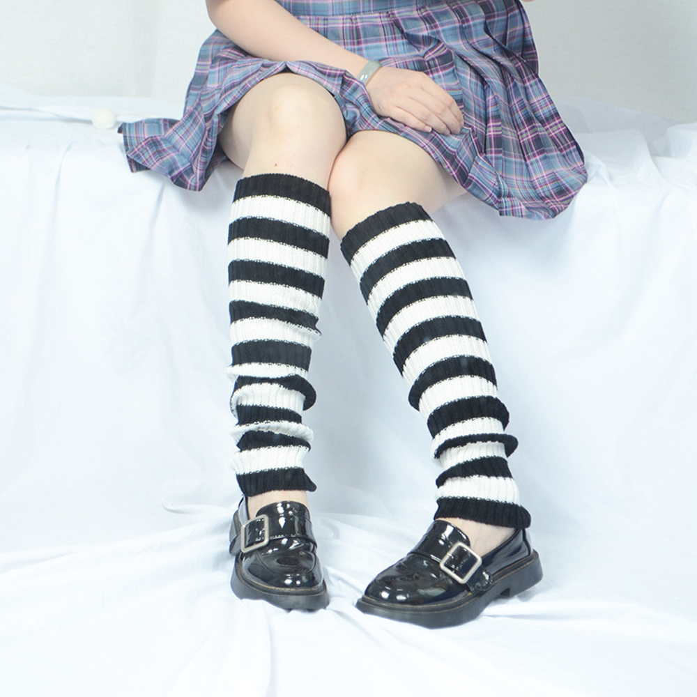 Korean Japanese Leg Warmers Girls Over The Knee Stripe Color Matching Pile Socks Latin Ballet Dance Leg Protector